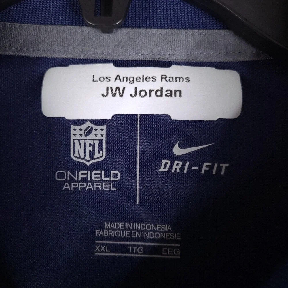 Los Angeles Rams Draft Director JW Jordan Nike NFL OnField Polo‎ Shirt XXL Blue